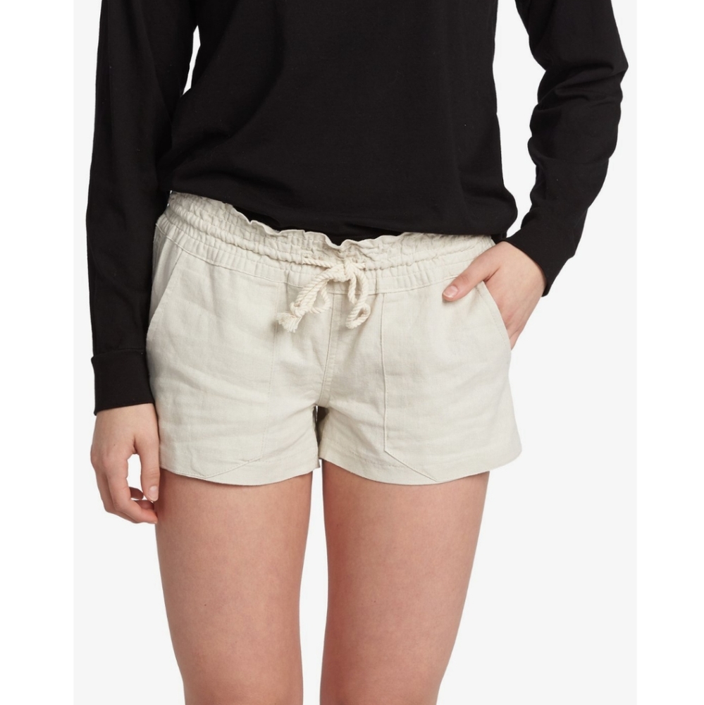 Roxy Women's Beige 'Oceanside' Linen Lightweight Drawstring Shorts SZ M $39 NWT